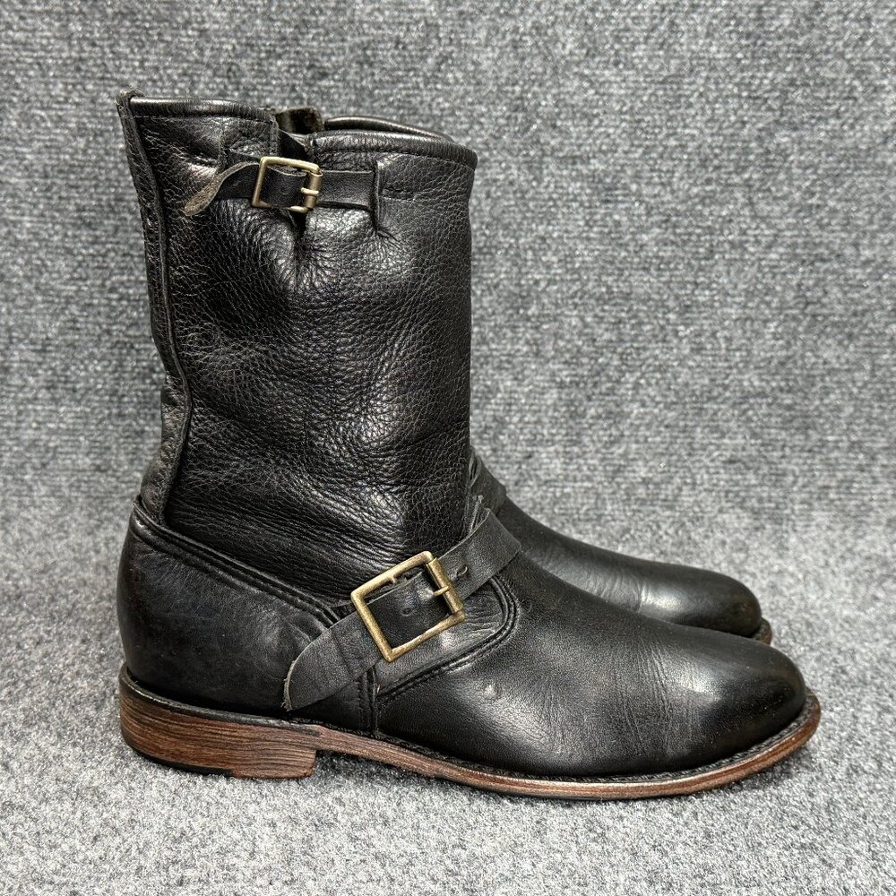 Vintage Shoe Company Veronica Engineer Boots Women's Size 8 Black Leather Buckle